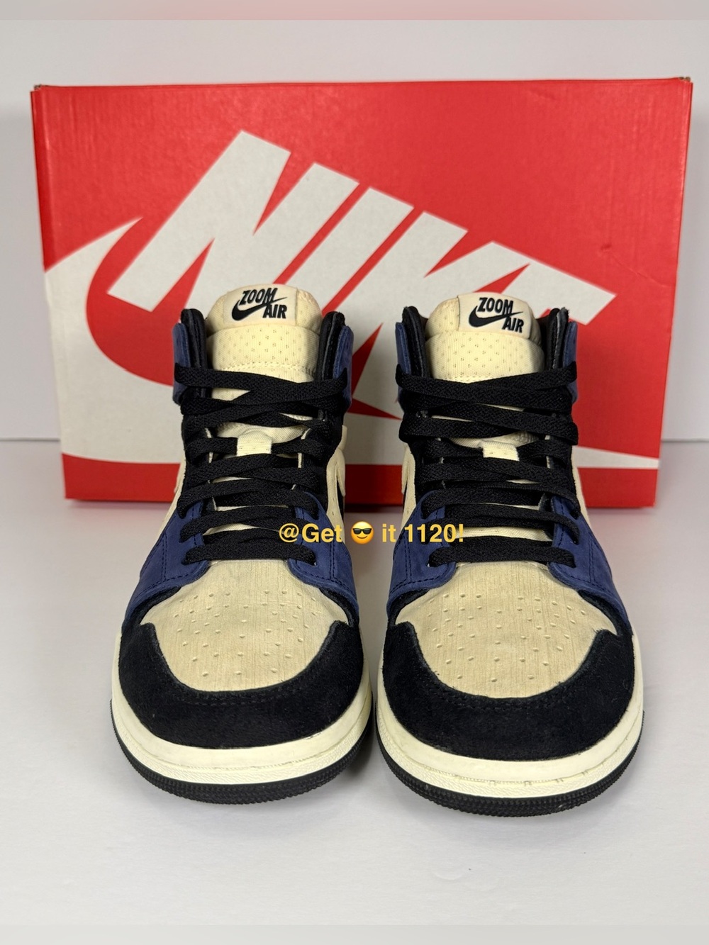 Air Jordan 1 High Zoom CMFT 2 ‘Muslin Blackened Blue’ Women's Shoes DV1305-104 - Picture 6 of 15